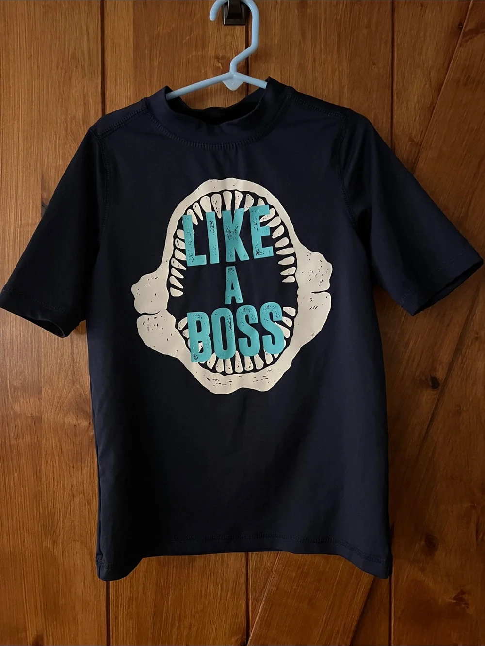 Like A Boss Graphic Short-Sleeve Boy’s rashguard - Navy Blue